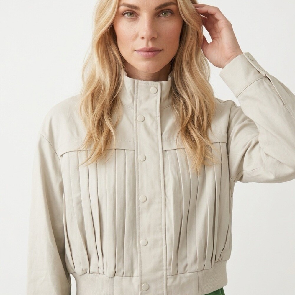 Mulla Suit Set Womens Size M light gray 3-Piece Cropped Jacket Flare Pants Belt - Picture 4 of 5